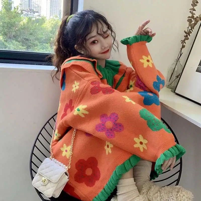 Sweater Skirt ,Loose Knit Flower Pattern Cute ,Flounces ,Doll Collar ,Loose ,Girls ,Spring And Autumn And Winter
Sweater Skirt ,Loose Knit Flower Pattern Cute ,Flounces ,Doll Collar ,Loose ,Girls ,Spring And Autumn And Winter