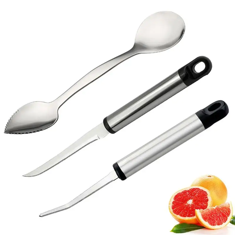 Silver Two-Headed Fruit Spoons Tool Stainless Steel Dessert Ice Cream Spoons Grapefruit Peeler Cutter Kitchen Utensil Accessory
Silver Two-Headed Fruit Spoons Tool Stainless Steel Dessert Ice Cream Spoons Grapefruit Peeler Cutter Kitchen Utensil Accessory
