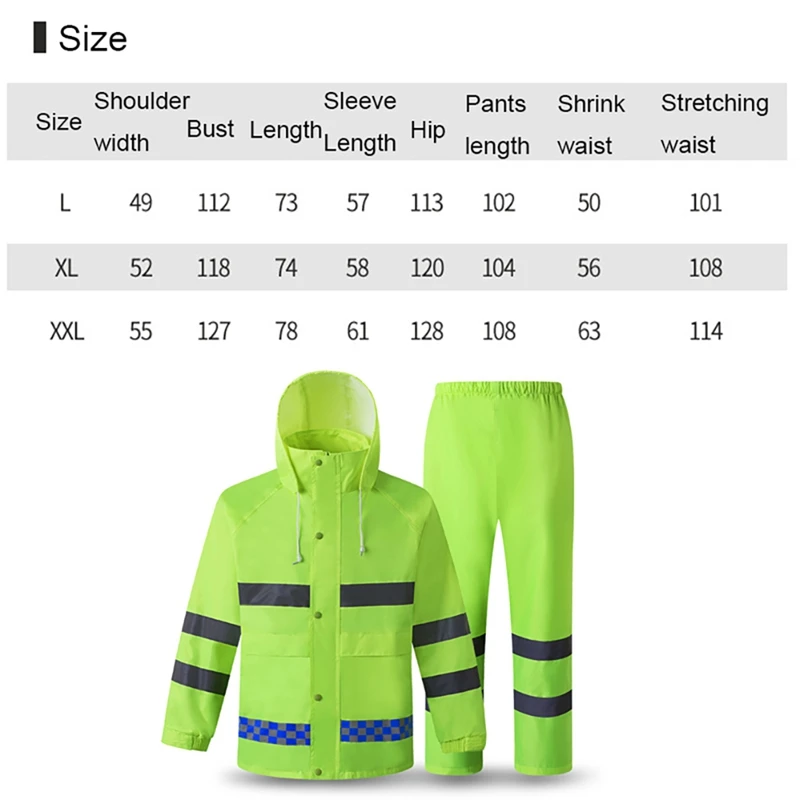 Reflective Rain Suit Hooded Long Sleeve Jacket Pants Kit High Visibility Windproof Waterproof Construction Safety Raincoat Rainw
Reflective Rain Suit Hooded Long Sleeve Jacket Pants Kit High Visibility Windproof Waterproof Construction Safety Raincoat Rainw