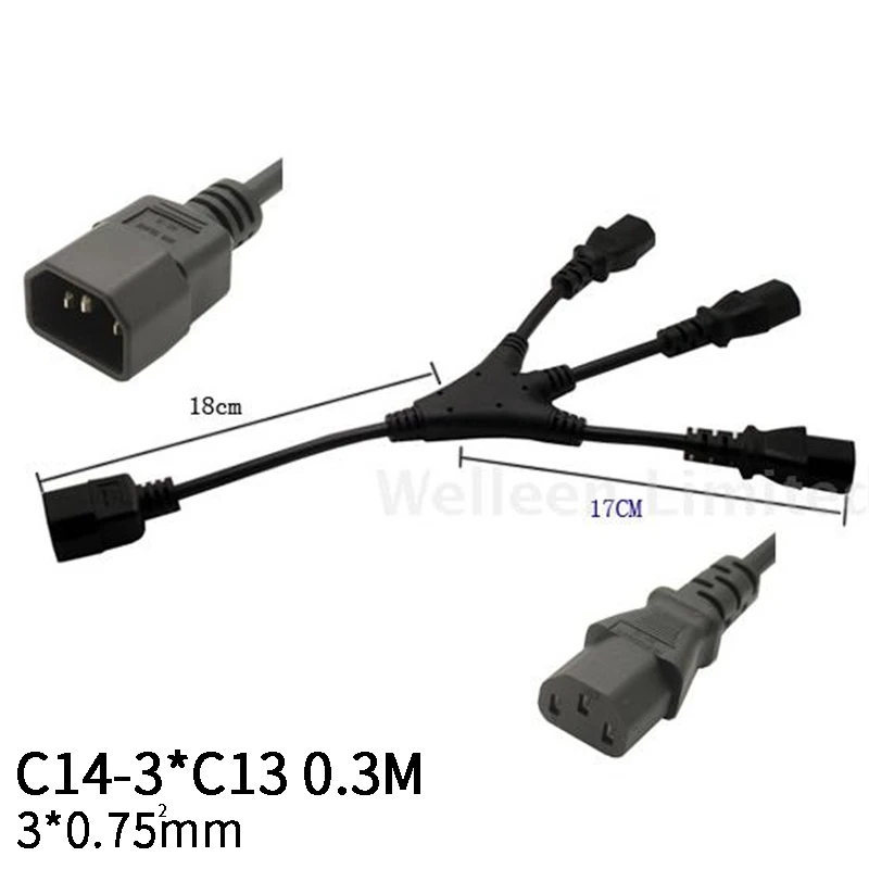 0 3 м 3*0 75 мм квадратный C14 * C13 IEC320 штекер для Женский Y Тип Мощность кабель