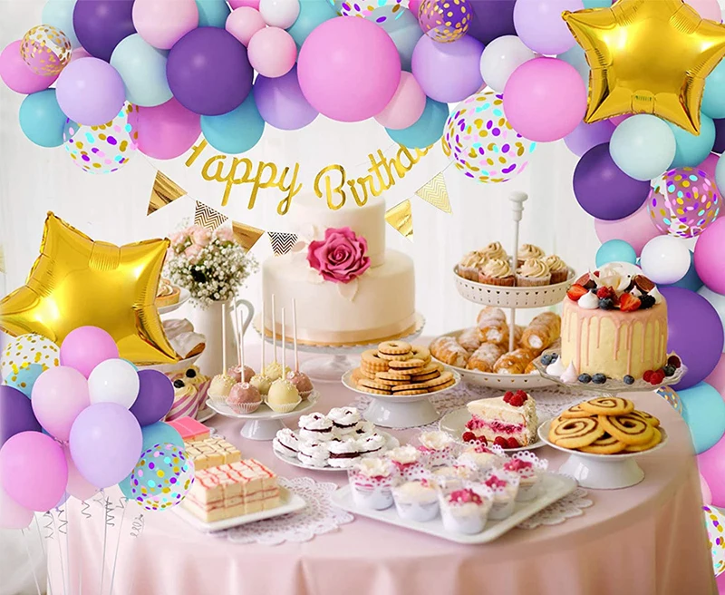 103pcs/lot Shimmer Confetti pink purple Balloons Arch Garland Kit Stars Birthday Balloons Party Decorations Baby Shower Supplies 
103pcs/lot Shimmer Confetti pink purple Balloons Arch Garland Kit Stars Birthday Balloons Party Decorations Baby Shower Supplies