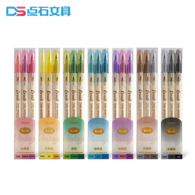 3pcs Retro color Brush Marker Pens Set Dual side Fine Liner Water Based Ink Blendable Watercolor Art Paint Drawing School F133
3pcs Retro color Brush Marker Pens Set Dual side Fine Liner Water Based Ink Blendable Watercolor Art Paint Drawing School F133