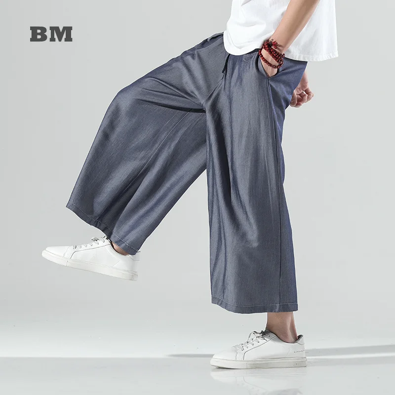 Chinese Style Summer Loose Plus Size Ice Silk Wide Pants Casual Hakama Men Clothing Japanese Harajuku Straight Cropped Trousers
Chinese Style Summer Loose Plus Size Ice Silk Wide Pants Casual Hakama Men Clothing Japanese Harajuku Straight Cropped Trousers