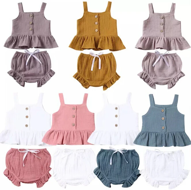 0-5Years Kids Newborn Baby Girls Button Sleeveless Tank Tops + PP Shorts Outfits 2pcs Toddler baby Girls Summer Clothes Set
0-5Years Kids Newborn Baby Girls Button Sleeveless Tank Tops + PP Shorts Outfits 2pcs Toddler baby Girls Summer Clothes Set