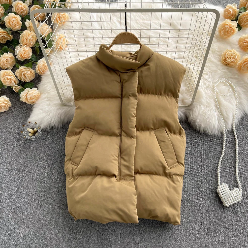 Женский однотонный жилет на молнии, с круглым вырезом и хлопковой подкладкой
Женский однотонный жилет на молнии, с круглым вырезом и хлопковой подкладкой