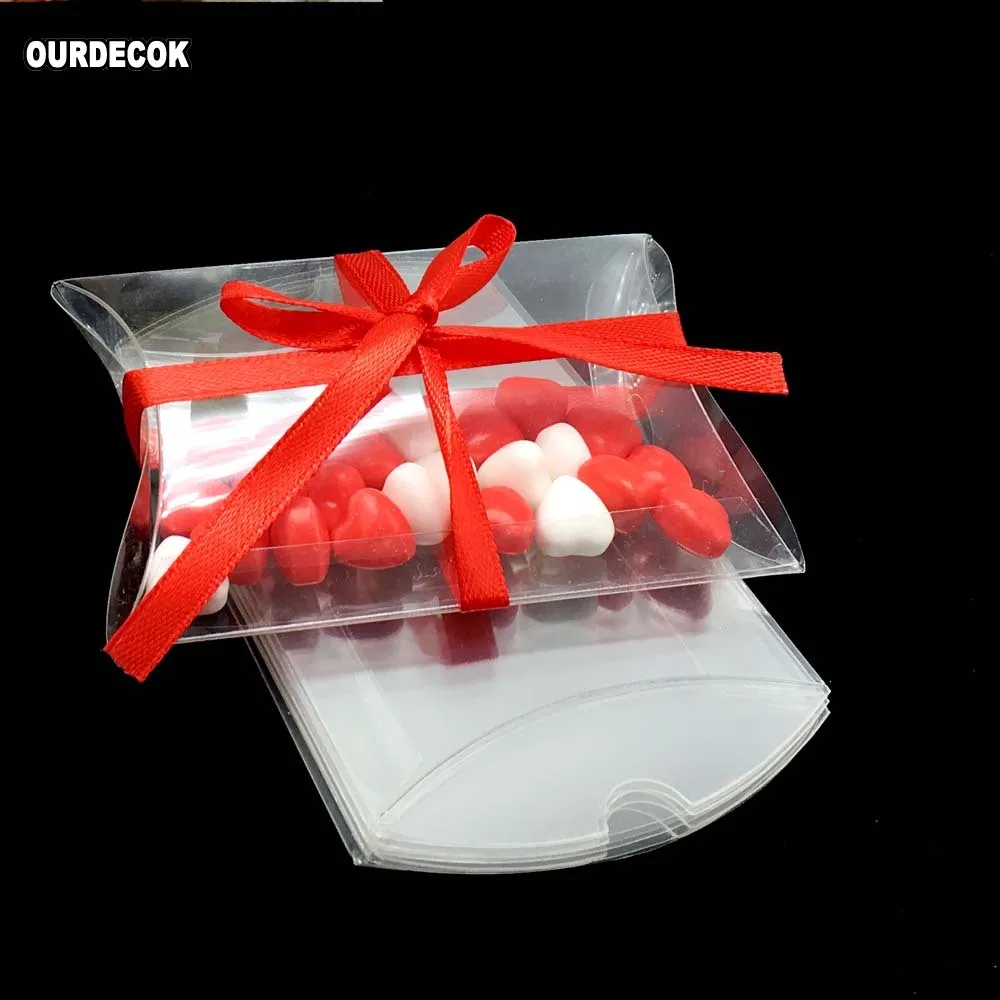 Фото Прозрачные коробки для конфет из ПВХ в форме подушки 10x7x2 см 100 шт.|bag f|bag bagbag sweet |
