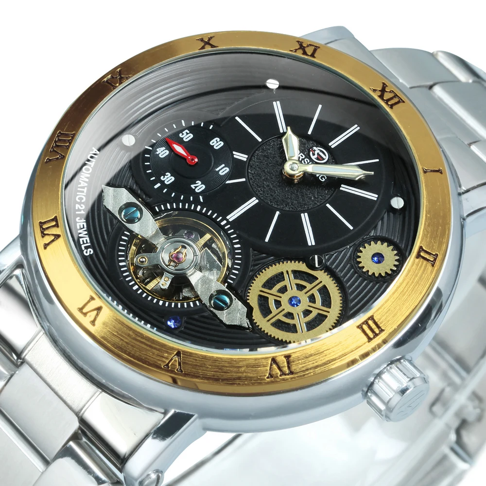 FORSINING Classic Gold Wrist Watch Men Automatic Mechanical Mens Watches Top Brand Luxury Steel Strap Tourbillon Glow Clocks New
FORSINING Classic Gold Wrist Watch Men Automatic Mechanical Mens Watches Top Brand Luxury Steel Strap Tourbillon Glow Clocks New