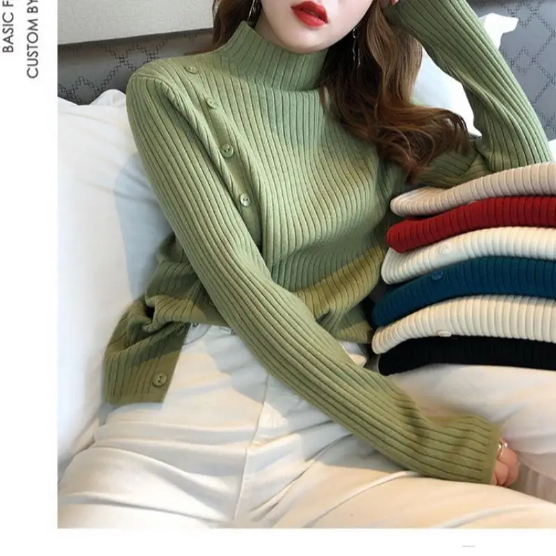 Fall 2021 Womens Fashion Y2k Clothes Long Sleeve Top Turtleneck Knit Bottom Loose Pullover All Match Commute Temperament Sweater
Fall 2021 Womens Fashion Y2k Clothes Long Sleeve Top Turtleneck Knit Bottom Loose Pullover All Match Commute Temperament Sweater