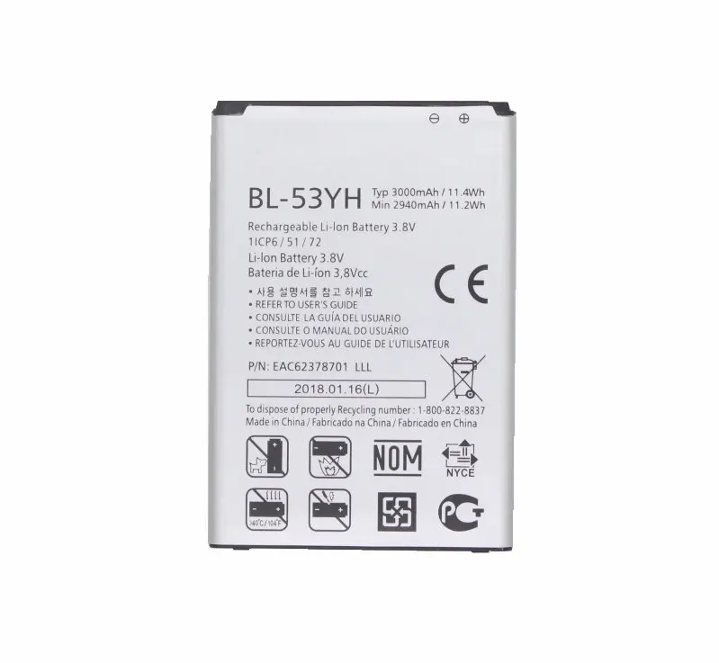 1x3000mAh Сменный аккумулятор для LG G3 BL-53YH F400 F400K F460 F470 D830 D850 VS985 D850 D851 D852 D855 D857 D858 D859 LS990 
1x3000mAh Сменный аккумулятор для LG G3 BL-53YH F400 F400K F460 F470 D830 D850 VS985 D850 D851 D852 D855 D857 D858 D859 LS990