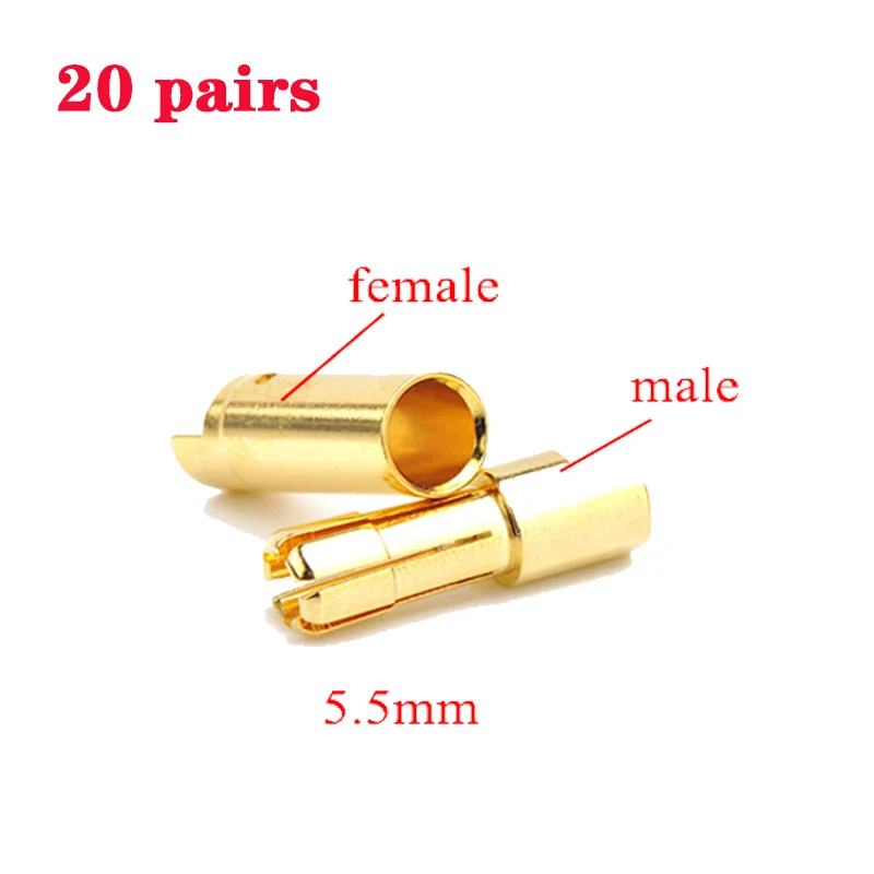 10/20pcs Amass 2.0mm 3.5mm 4.0mm 5.5mm Gold Bullet Banana Connector plug for RC Battery Racing Drone Quadcopter MultiRotor Accs | Игрушки и
