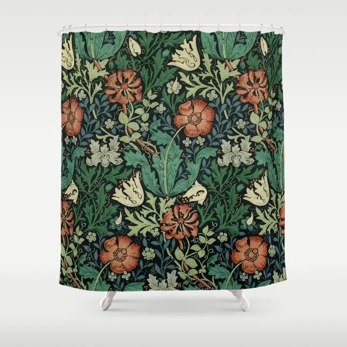 William Morris Compton Floral Art Nouveau Pattern Shower Curtain Waterproof Flower Print Curtains for Bathroom Shower With Hook
William Morris Compton Floral Art Nouveau Pattern Shower Curtain Waterproof Flower Print Curtains for Bathroom Shower With Hook
