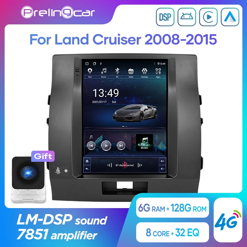 

Автомагнитола для Toyota Land Cruiser 2008-2015, мультимедийный видеоплеер на платформе Android 10 с вертикальным экраном в стиле Tesla и GPS-навигацией