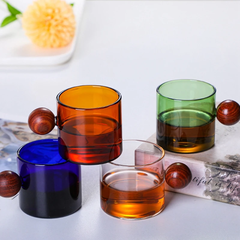 Coffee Glass Cup Stained Glass Tea Cup Coffee Travel Mugs Set Wooden Handle Heat Resistant Suitable for Office Home
Coffee Glass Cup Stained Glass Tea Cup Coffee Travel Mugs Set Wooden Handle Heat Resistant Suitable for Office Home