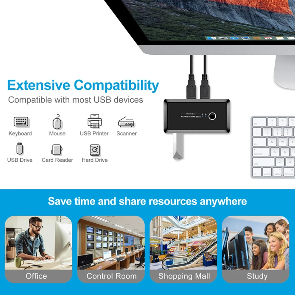OULLX KVM Switch USB 3.0 Switch Selector 2 Port PCs Sharing 4 Devices USB 2.0 for Keyboard Mouse Scanner Printer Kvm Switch Hub
OULLX KVM Switch USB 3.0 Switch Selector 2 Port PCs Sharing 4 Devices USB 2.0 for Keyboard Mouse Scanner Printer Kvm Switch Hub
