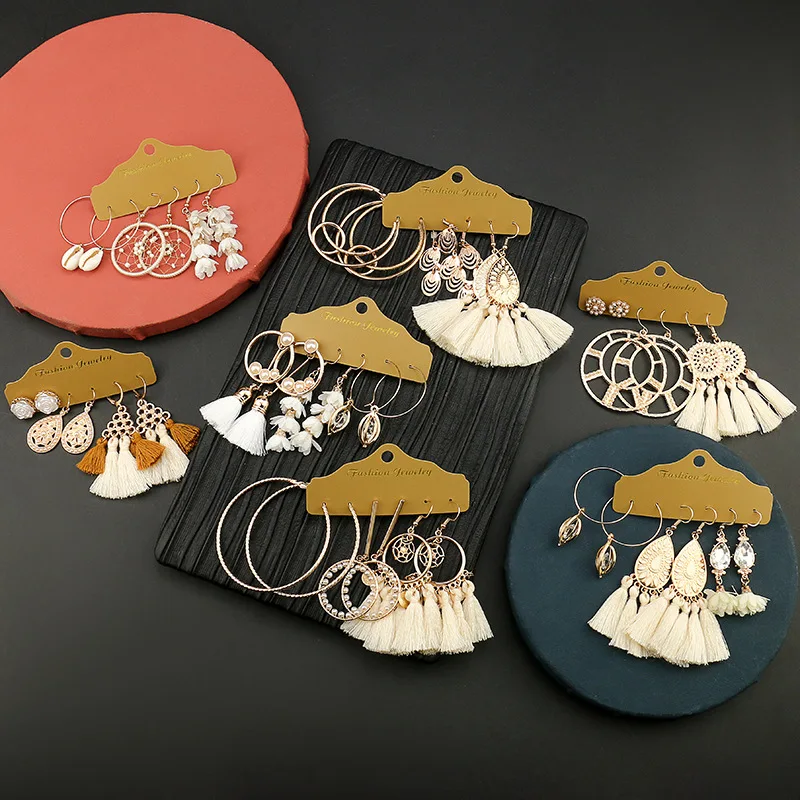Wholesale Simple Earrings Multi-Piece Fashion New Large Ring Accessories Flower Tassel Combination Girl Gift
Wholesale Simple Earrings Multi-Piece Fashion New Large Ring Accessories Flower Tassel Combination Girl Gift