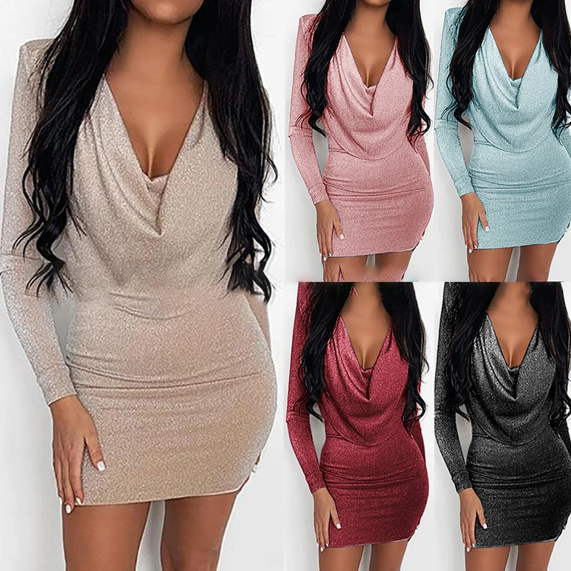 Ruched Bust Dress 2021 Party Night Club Shiny Clothes Bodycon Glitter Dress Pleated Sukienka Sexy Low Cut Mini Dress Long Sleeve
Ruched Bust Dress 2021 Party Night Club Shiny Clothes Bodycon Glitter Dress Pleated Sukienka Sexy Low Cut Mini Dress Long Sleeve