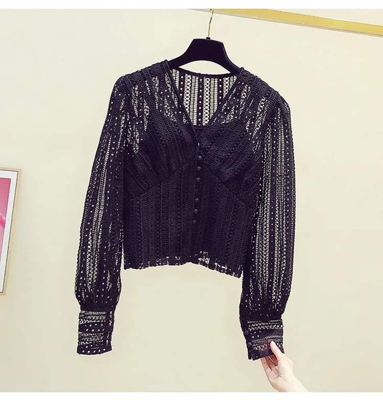 2021 Spring New Fashion Short Lace Plain Shirt Women's V-neck Long Sleeve Fake Two-Piece Blouse Slim Waist Female Top
2021 Spring New Fashion Short Lace Plain Shirt Women's V-neck Long Sleeve Fake Two-Piece Blouse Slim Waist Female Top