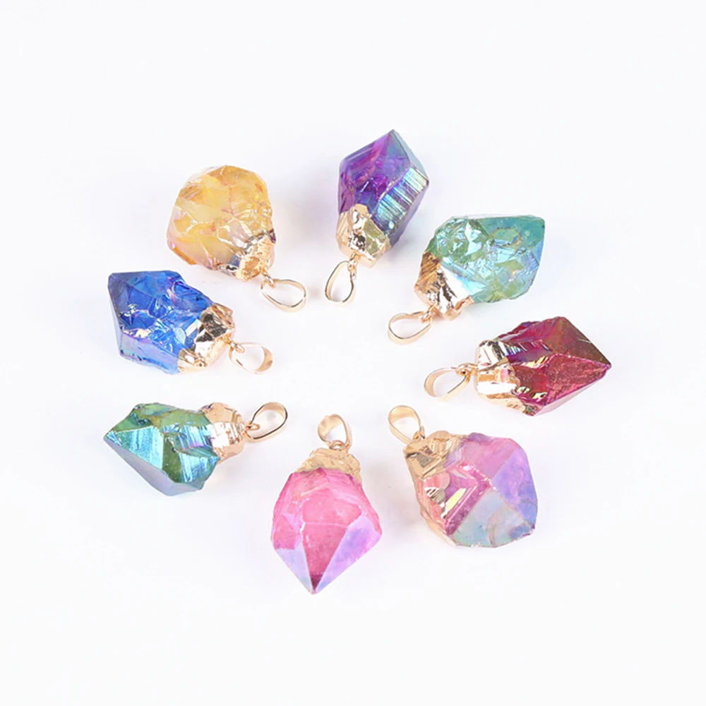 Irreguar Raw Stone Colorful Faceted Pillar Necklace Pendant Natural Crystal Druzy Stone Choker Pendant
Irreguar Raw Stone Colorful Faceted Pillar Necklace Pendant Natural Crystal Druzy Stone Choker Pendant