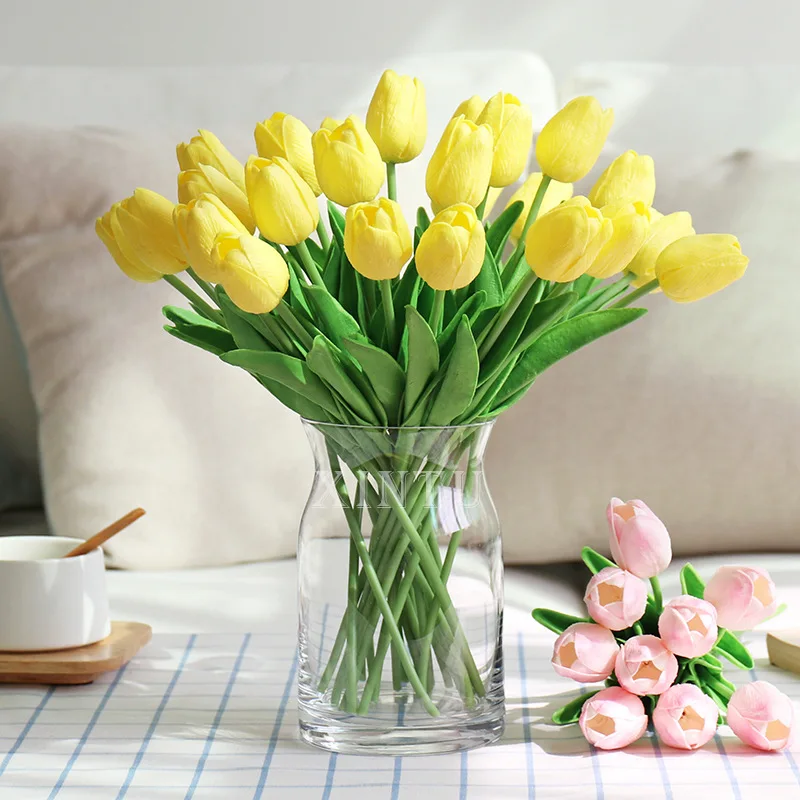 

Букет желтых тюльпанов 10 шт., искусственные цветы, букет цветных тюльпанов на ощупь, украшение для офиса, свадьбы, домашний декор