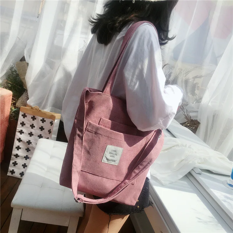 Women Canvas Shoulder Bag Ladies Casual Corduroy Soft Crossbody Bags Books Bag Striped Cloth Female Handbag Shopping Bags
Women Canvas Shoulder Bag Ladies Casual Corduroy Soft Crossbody Bags Books Bag Striped Cloth Female Handbag Shopping Bags