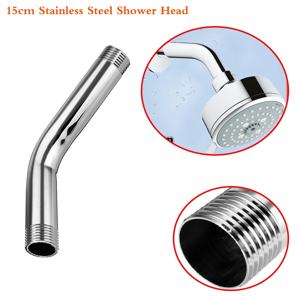 G1/2" Stainless Steel Shower Head Extension Angled Shower Arm Extra Hose Pipe Bathroom Accessories