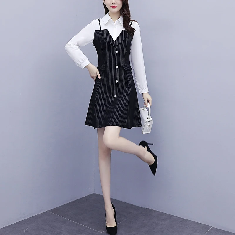 Spring 2021 New Korean Style of Large Size Women's Fat MM Fake Two-piece Temperament Loose Stitching Dress Fashion Elegant Dress
Spring 2021 New Korean Style of Large Size Women's Fat MM Fake Two-piece Temperament Loose Stitching Dress Fashion Elegant Dress