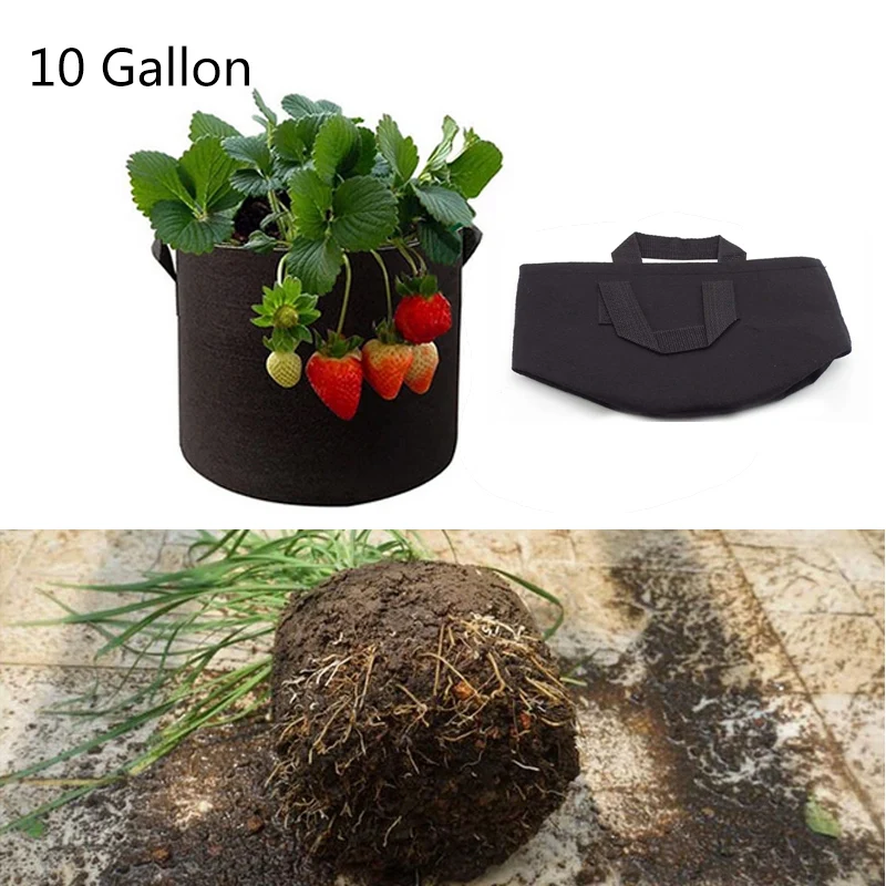 

10 Gallon 40x30cm Black Felt Pots Garden Plant Grow Bag Pouch Root Container Garden Pots Planters Supplies