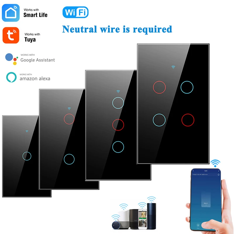 WiFi Smart Light Touch Switch Smart Life/Tuya App Control Alexa Google Home Assistant Voice Control 1/2/3/4 Gang US Standard
WiFi Smart Light Touch Switch Smart Life/Tuya App Control Alexa Google Home Assistant Voice Control 1/2/3/4 Gang US Standard