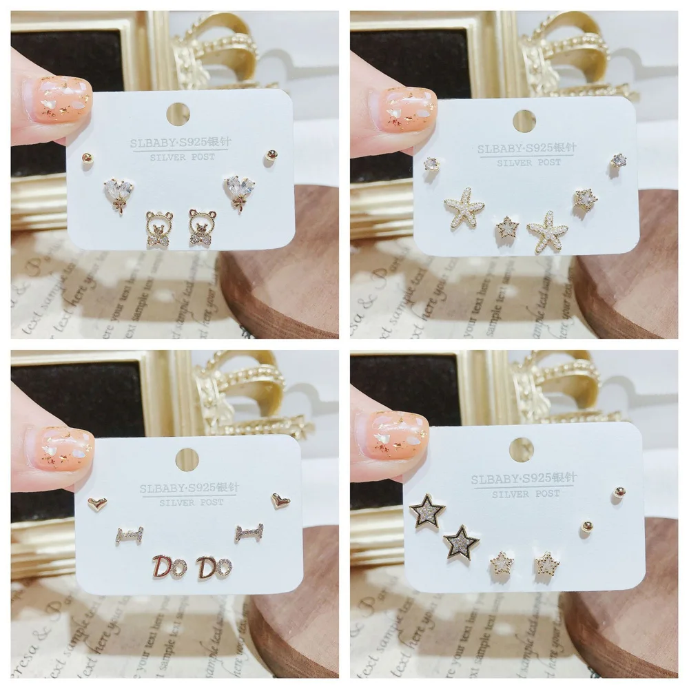 S925 silver Butterfly Heart Bear Exquisite Cute Stud Earrings for Woman Party Elegant 3 Pairs One Set Earring
S925 silver Butterfly Heart Bear Exquisite Cute Stud Earrings for Woman Party Elegant 3 Pairs One Set Earring