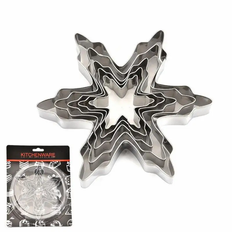 

5PCS /Set Stainless steel Christmas snowflake Shaped Mold Biscuit Tools Cookie Cake Mold Pastry Baking Cutter Mould Tool