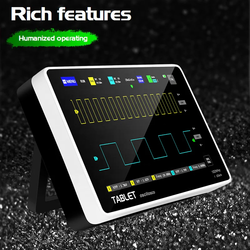 1013D Digital tablet oscilloscope dual channel 100M bandwidth 1GS sampling rate mini tablet digital oscilloscope
1013D Digital tablet oscilloscope dual channel 100M bandwidth 1GS sampling rate mini tablet digital oscilloscope