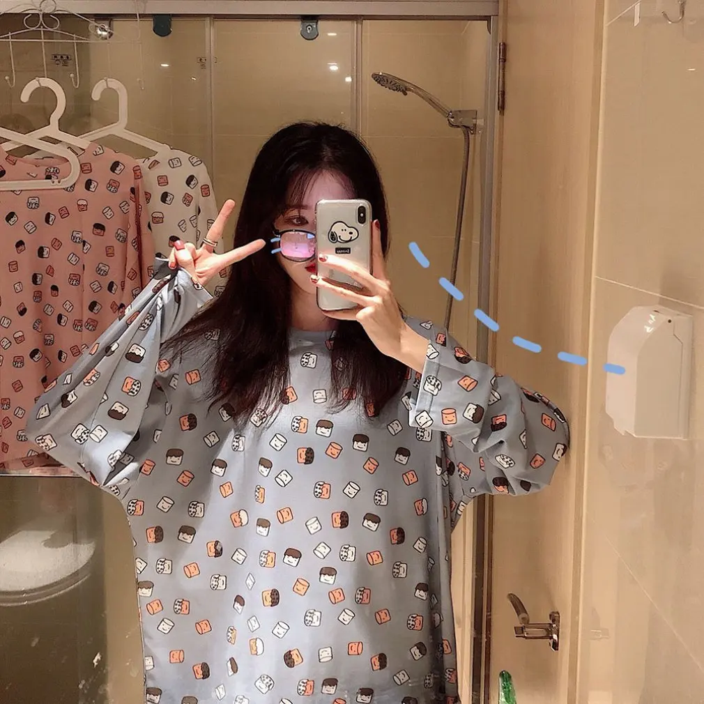 Women Pajamas Set Spring Autumn New Cartoon Printed Long Sleeve Cute Sleepwear Casual Female Pajamas Lingerie
Women Pajamas Set Spring Autumn New Cartoon Printed Long Sleeve Cute Sleepwear Casual Female Pajamas Lingerie