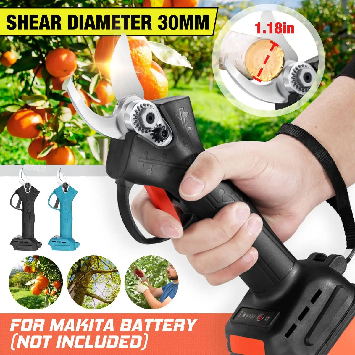18V 4 Gear Cordless Pruner Shear Efficient Fruit Tree Bonsai Pruning Electric Tree Branches Cutter Compatible Makita Battery
18V 4 Gear Cordless Pruner Shear Efficient Fruit Tree Bonsai Pruning Electric Tree Branches Cutter Compatible Makita Battery