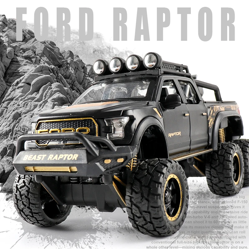 Diecast 1:24 Alloy Car Model Ford F150 Beast Raptor Off-Road Big Size Wheel Metal Vehicle Pull Back Gifts for Children Boys Toys
Diecast 1:24 Alloy Car Model Ford F150 Beast Raptor Off-Road Big Size Wheel Metal Vehicle Pull Back Gifts for Children Boys Toys