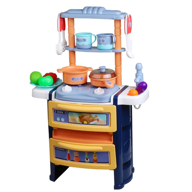 Kids Kitchen Pretend Play Toys Double Layer Cutting Play Kitchen Set with Lights & Sounds Pretend Steam Play Sink & Oven
Kids Kitchen Pretend Play Toys Double Layer Cutting Play Kitchen Set with Lights & Sounds Pretend Steam Play Sink & Oven
