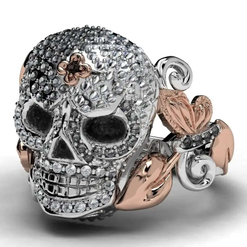 Hip-Hop Fashion Crystal Rose Skull Ring Men's and Women's Ring Rock Party Charm Punk Style Ring Jewelry Gift
Hip-Hop Fashion Crystal Rose Skull Ring Men's and Women's Ring Rock Party Charm Punk Style Ring Jewelry Gift