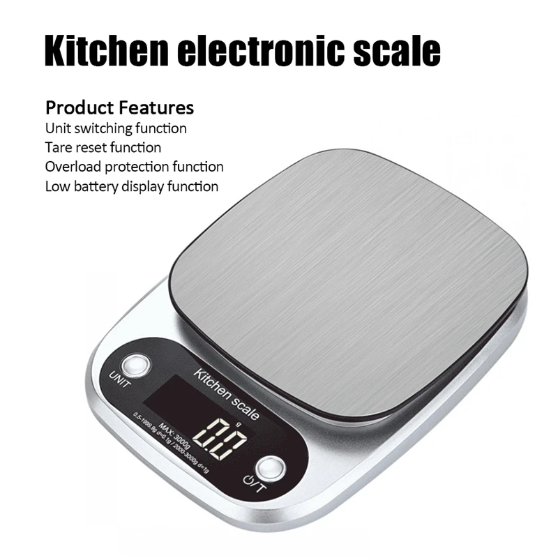 

3/5kg 0.1g Digital Scale Portable LCD Electronic Scales Steelyard Kitchen Scales Postal Food Balance Measuring Weight Libra