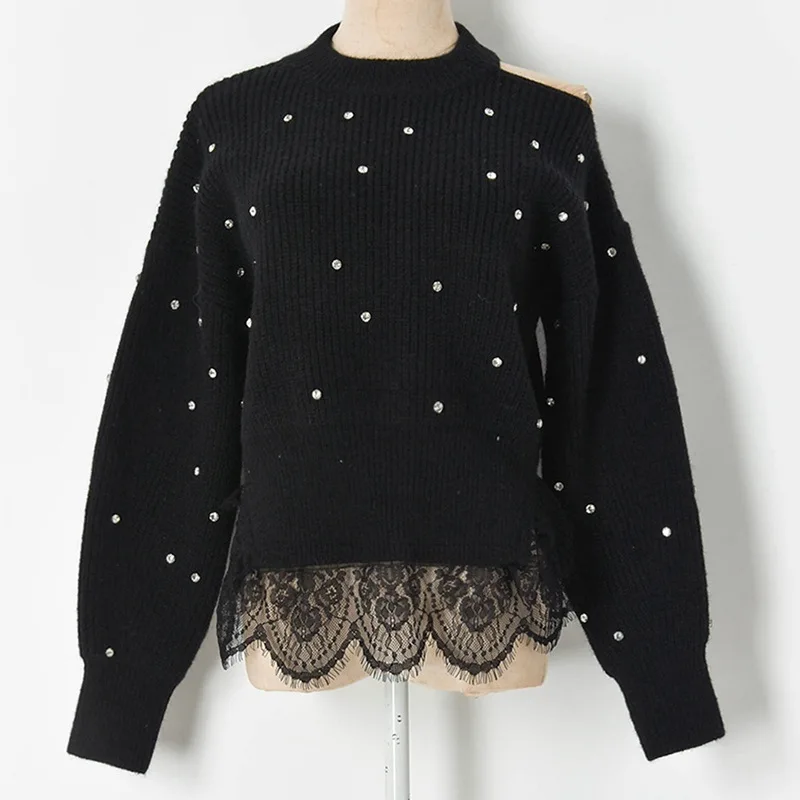 Sexy Lace Knited Cropped Sweater 2021 Runway Hollow Out Cold Shoulder Crystal Beaded Pullover Short Sweater christmas jersey
Sexy Lace Knited Cropped Sweater 2021 Runway Hollow Out Cold Shoulder Crystal Beaded Pullover Short Sweater christmas jersey