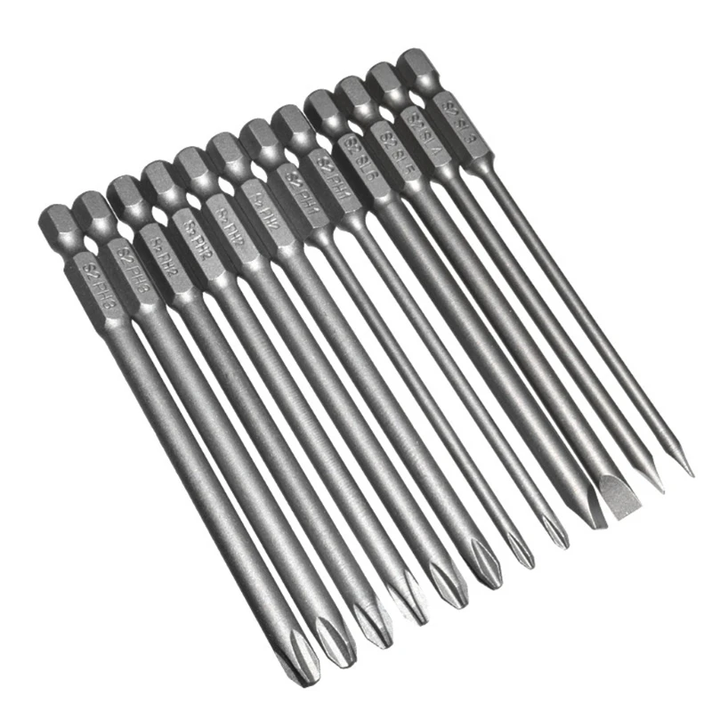 12pcs/set Alloy Steel S2 Slotted Phillips Screwdriver Drill Bits Magnetic Head 100mm Extra Long Hand Tools
12pcs/set Alloy Steel S2 Slotted Phillips Screwdriver Drill Bits Magnetic Head 100mm Extra Long Hand Tools