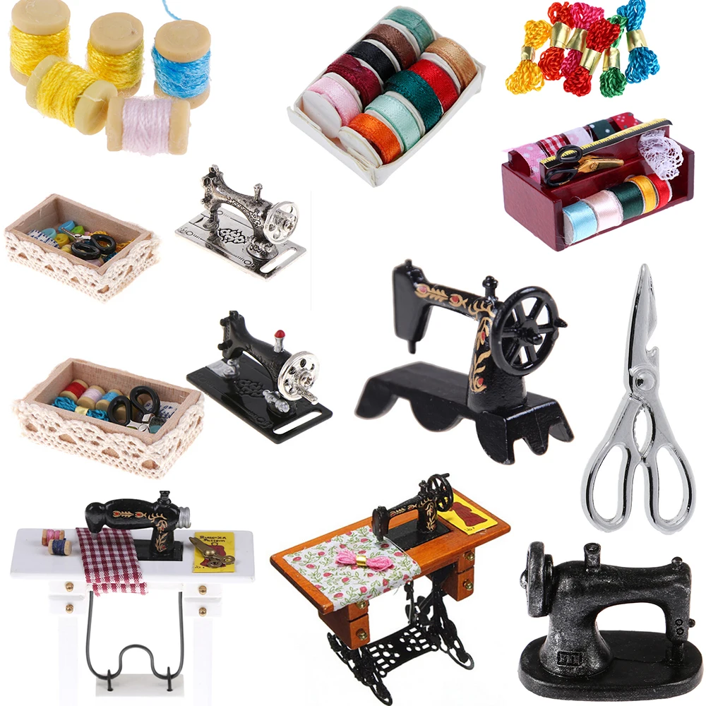 1:12 Mini Sewing Machine Tools for Girl Doll House Decoration Dollhouse Miniature Accessories Simulation Home Furniture Toys | Игрушки и