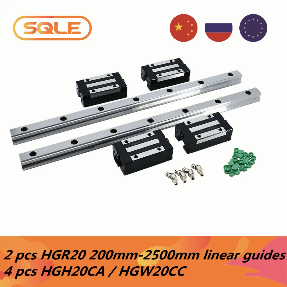 Линейные направляющие 2 шт. HGH20 / HGR20 200-2500 мм, линейные направляющие 4 шт. HGH20CA/HGW20CC, каретки с ниппелем
Линейные направляющие 2 шт. HGH20 / HGR20 200-2500 мм, линейные направляющие 4 шт. HGH20CA/HGW20CC, каретки с ниппелем