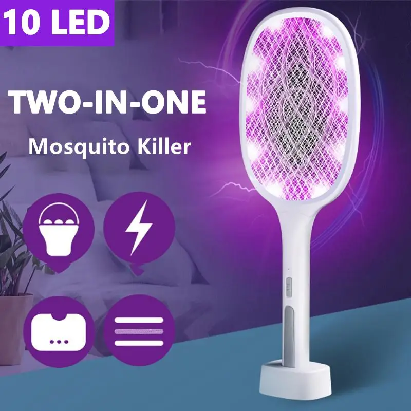2-in-1 Portable Trap Mosquito Killer Lamp 10 LED 3000V Electric Bug Zapper USB Rechargeable Summer Fly Swatter Trap Flies Insect
2-in-1 Portable Trap Mosquito Killer Lamp 10 LED 3000V Electric Bug Zapper USB Rechargeable Summer Fly Swatter Trap Flies Insect