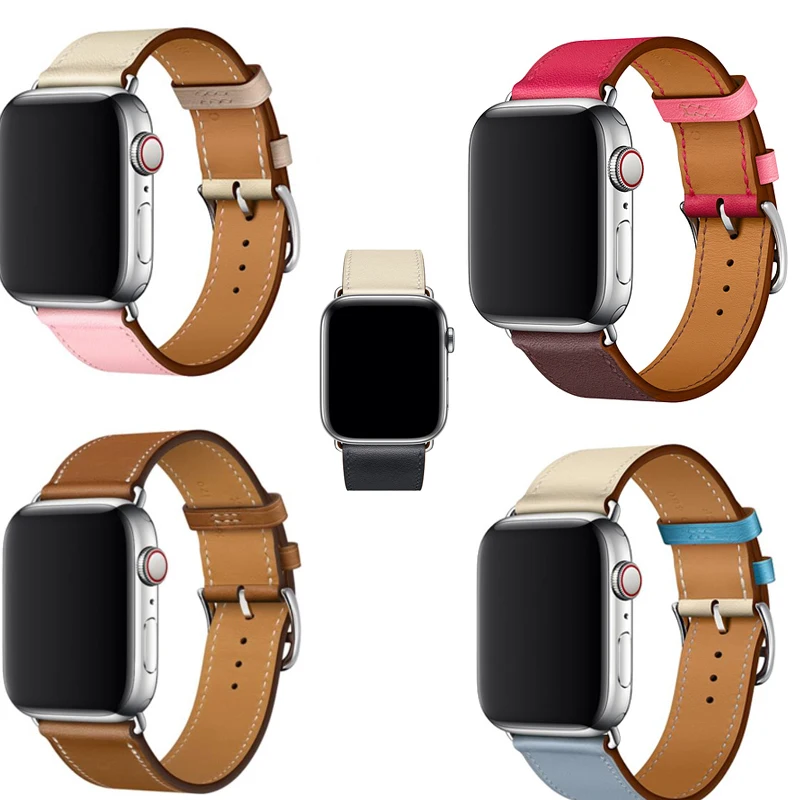 Ремешок из натуральной кожи для Apple Watch band Single Tour кожаный браслет серии 6/5/4/3/38/42 iwatch