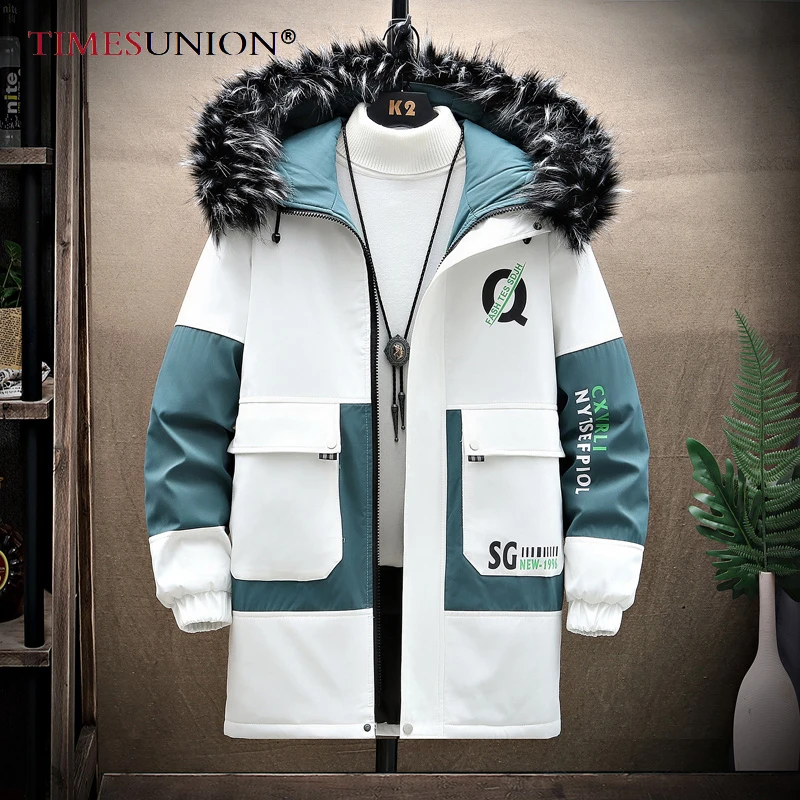 Winter Parka Men Mid-length Fur Collar Winter Jackets for Men Thicken Stitching Color Hooded Down Cotton-padded Coats Men
Winter Parka Men Mid-length Fur Collar Winter Jackets for Men Thicken Stitching Color Hooded Down Cotton-padded Coats Men