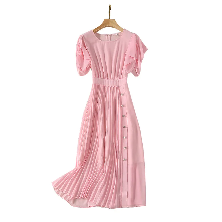 Summer Runway Designer Dress Womens 2020 O Neck Ruffles Short Sleeve Elegant Pleated dresses vestidos 
Summer Runway Designer Dress Womens 2020 O Neck Ruffles Short Sleeve Elegant Pleated dresses vestidos