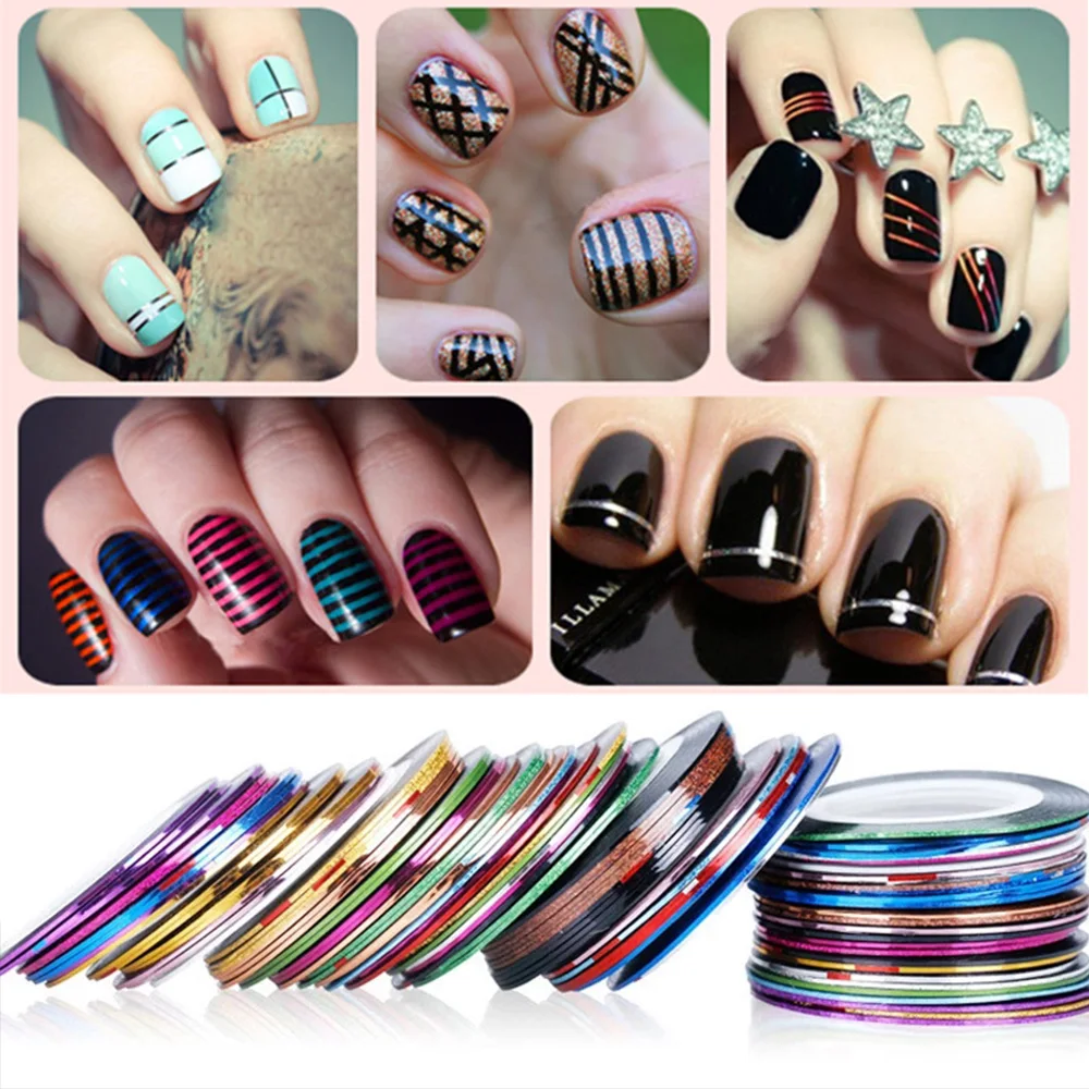 

10/20/30pcs Mixed Colors Nail Striping Tape Set Nail Art Sticker Decorations Decal Manicure DIY Stickers for Nails