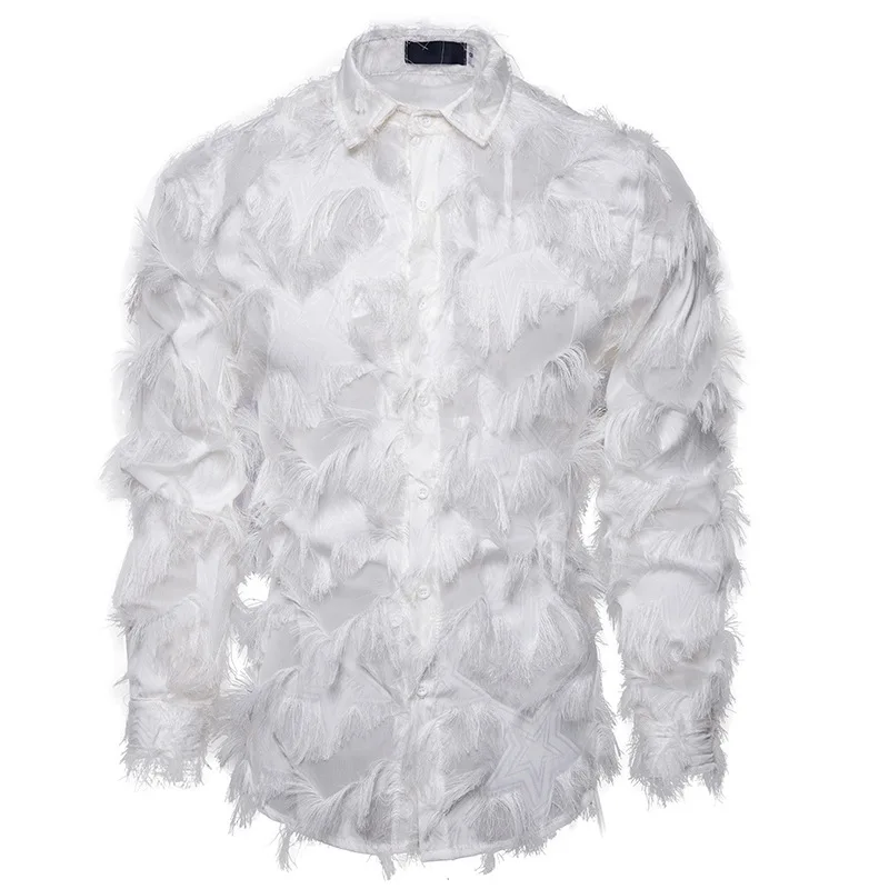 Fashion Mens Shirt Handwork 3D Feather Fabric Casual Long Sleeve Shirt New Men Party Nightclub Stage Singer Shirts Male Camisa
Fashion Mens Shirt Handwork 3D Feather Fabric Casual Long Sleeve Shirt New Men Party Nightclub Stage Singer Shirts Male Camisa