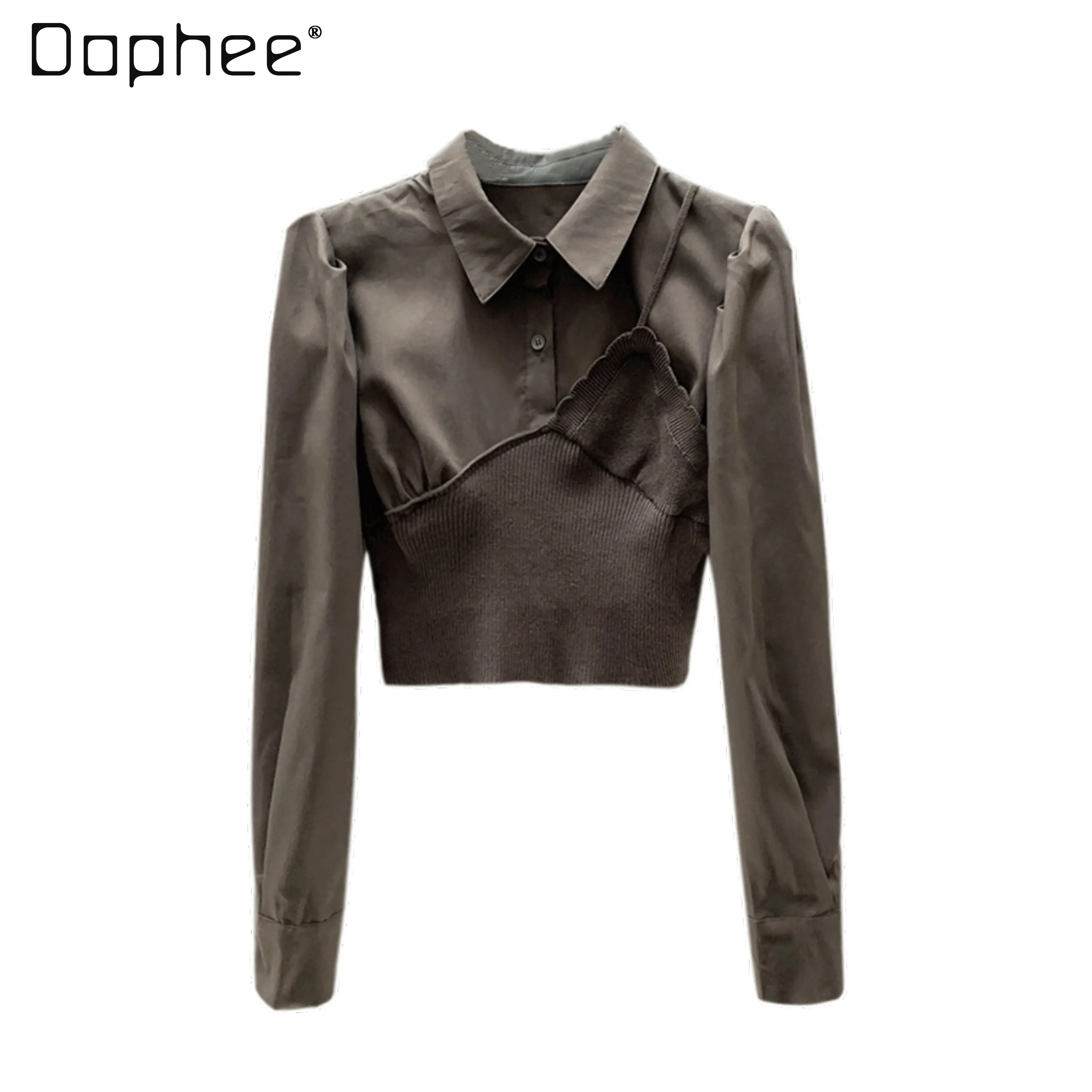 Korean Style 2021 Spring/Summer New Long Sleeve Shirt Women's Polo Collar High Waist Slimming Patchwork Fake Two-Piece Blouse
Korean Style 2021 Spring/Summer New Long Sleeve Shirt Women's Polo Collar High Waist Slimming Patchwork Fake Two-Piece Blouse