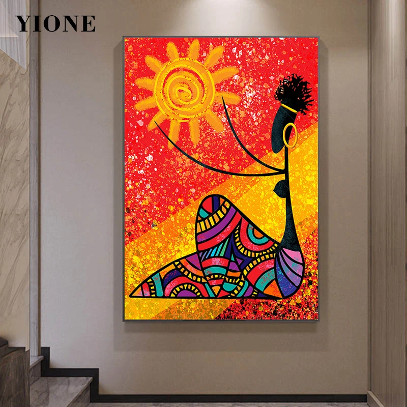 Black Woman with Sun Wall Art Painting Abstract Figure African Girl Red Yellow Canvas Poster for Living Room Picture Print Decor
Black Woman with Sun Wall Art Painting Abstract Figure African Girl Red Yellow Canvas Poster for Living Room Picture Print Decor