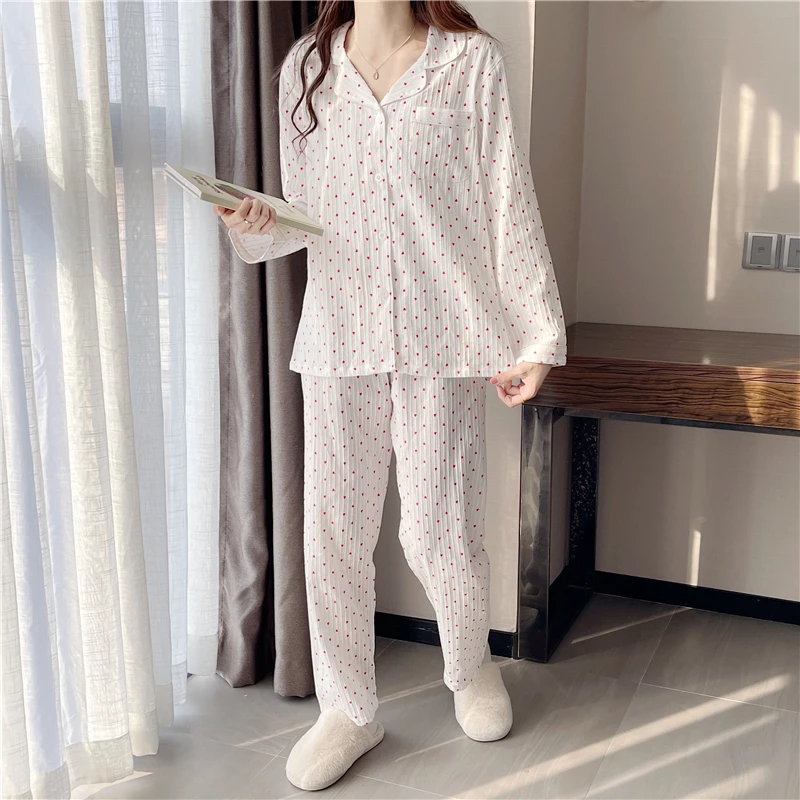 Милый женский белый пижамный комплект, весенняя одежда для сна, комплект из 2 предметов, милый костюм для дома с длинными рукавами и брюками ...
Милый женский белый пижамный комплект, весенняя одежда для сна, комплект из 2 предметов, милый костюм для дома с длинными рукавами и брюками ...